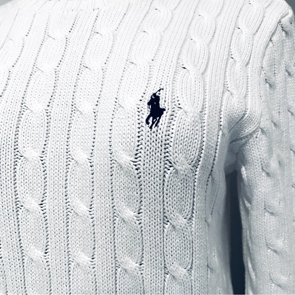 RALPH LAUREN CABLE-KNIT COTTON CREWNECK SWEATER. - Picture 6 of 10